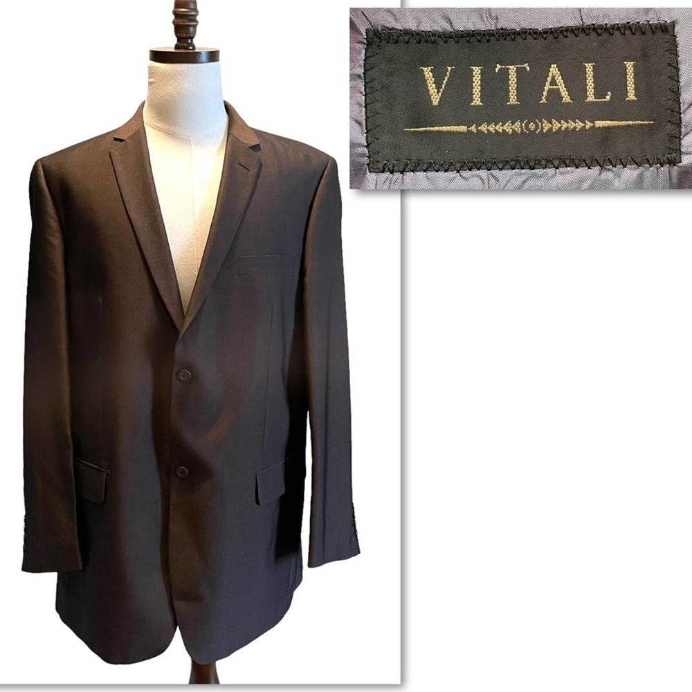 Vitali Suit Jacket Blazer Sport Coat Brown Size 46l Formal Workwear